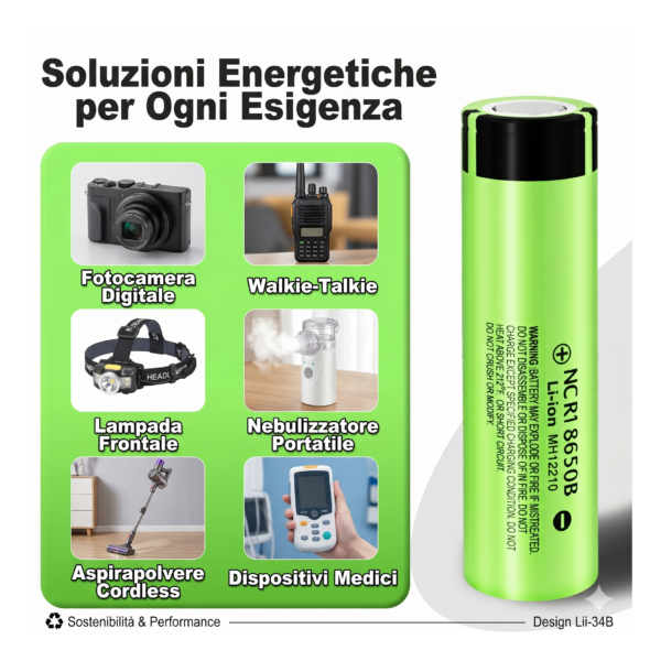 Batteria ricaricabile 18650 3.7V LiitoKala Lii-34B 3400mAh – Button Top