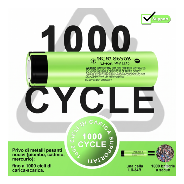 Batteria ricaricabile 18650 3.7V LiitoKala Lii-34B 3400mAh – Button Top