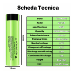 Batteria ricaricabile 18650 3.7V LiitoKala Lii-34B 3400mAh - Testa Piatta (Flat Top)