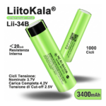 Batteria ricaricabile 18650 3.7V LiitoKala Lii-34B 3400mAh - Testa Piatta (Flat Top)