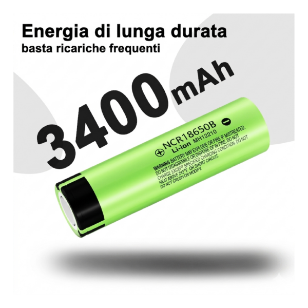 Batteria ricaricabile 18650 3.7V LiitoKala Lii-34B 3400mAh - Testa Piatta (Flat Top)
